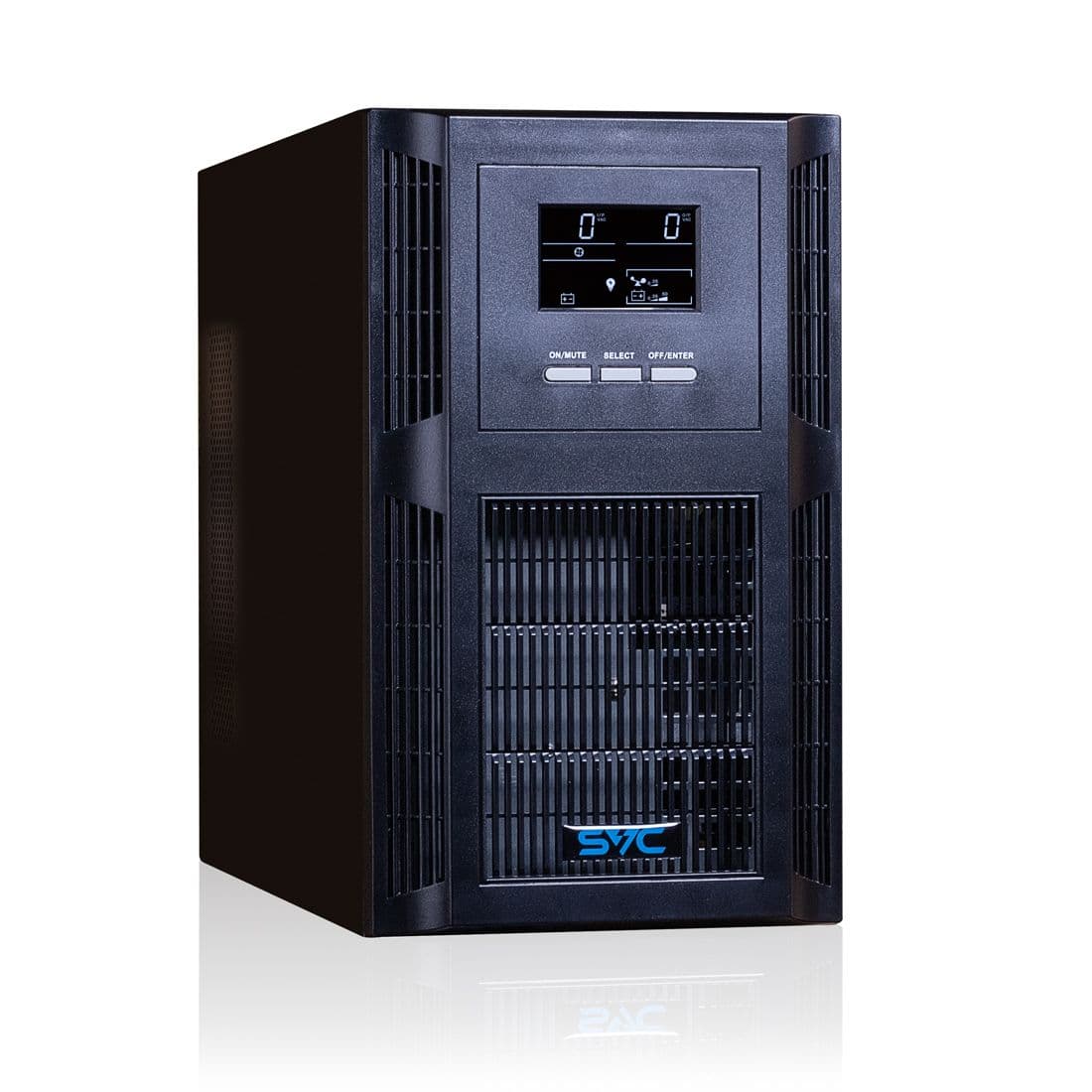 Источник бесперебойного питания, SVC, PT-3K-LCD, Мощность 3000ВА/3000Вт, PT-серия, On-Line, LCD\USB\RS-232, SMART, Диапазон работы AVR: 115-300В, Бат.: 12В/9Ач*6шт., Вентилятор: 8см*2шт., 3 вых Shuko CEE7+клеммная колодка., Чёрный